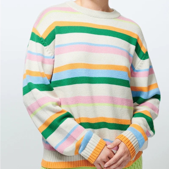 NEW McIntyre Sz Large Gravity Stripe Australian Merino Wool Sweater Jumper Soft - Picture 3 of 12